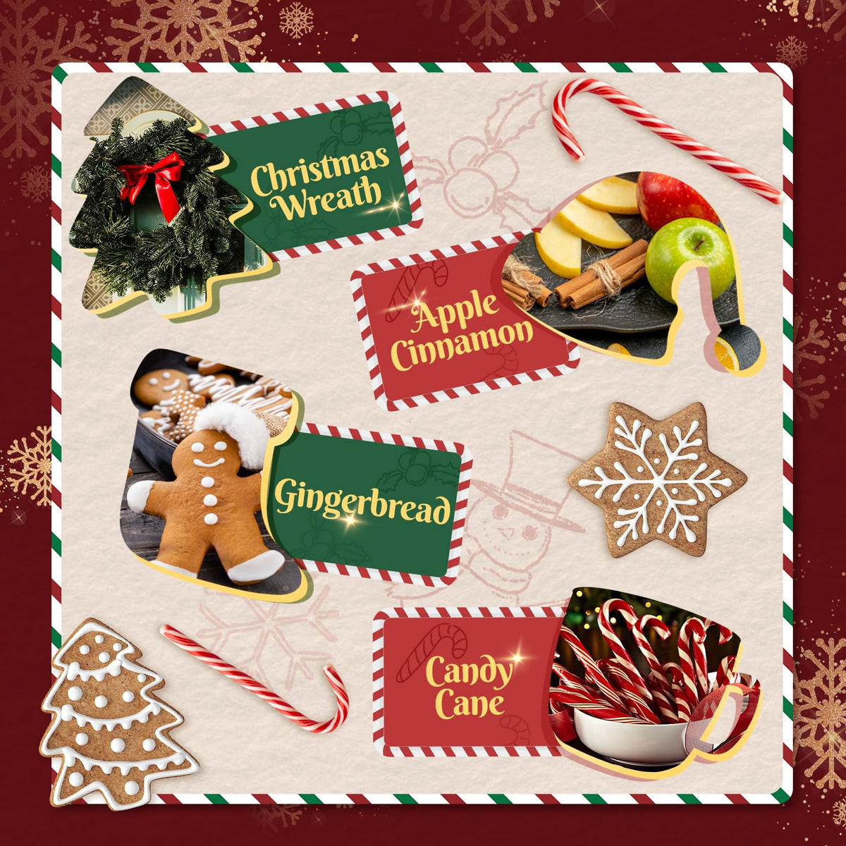 Christmas Scented Wax Melts, Strong Scentsy Wax Melts, Wax Cubes for Warmer - Christmas Wreath, Apple Cinnamon, Gingerbread, Candy Cane, Eggnog, Christmas Pudding, Cranberry, Sugar Cookie 🍁 All In One Marketplace Canada