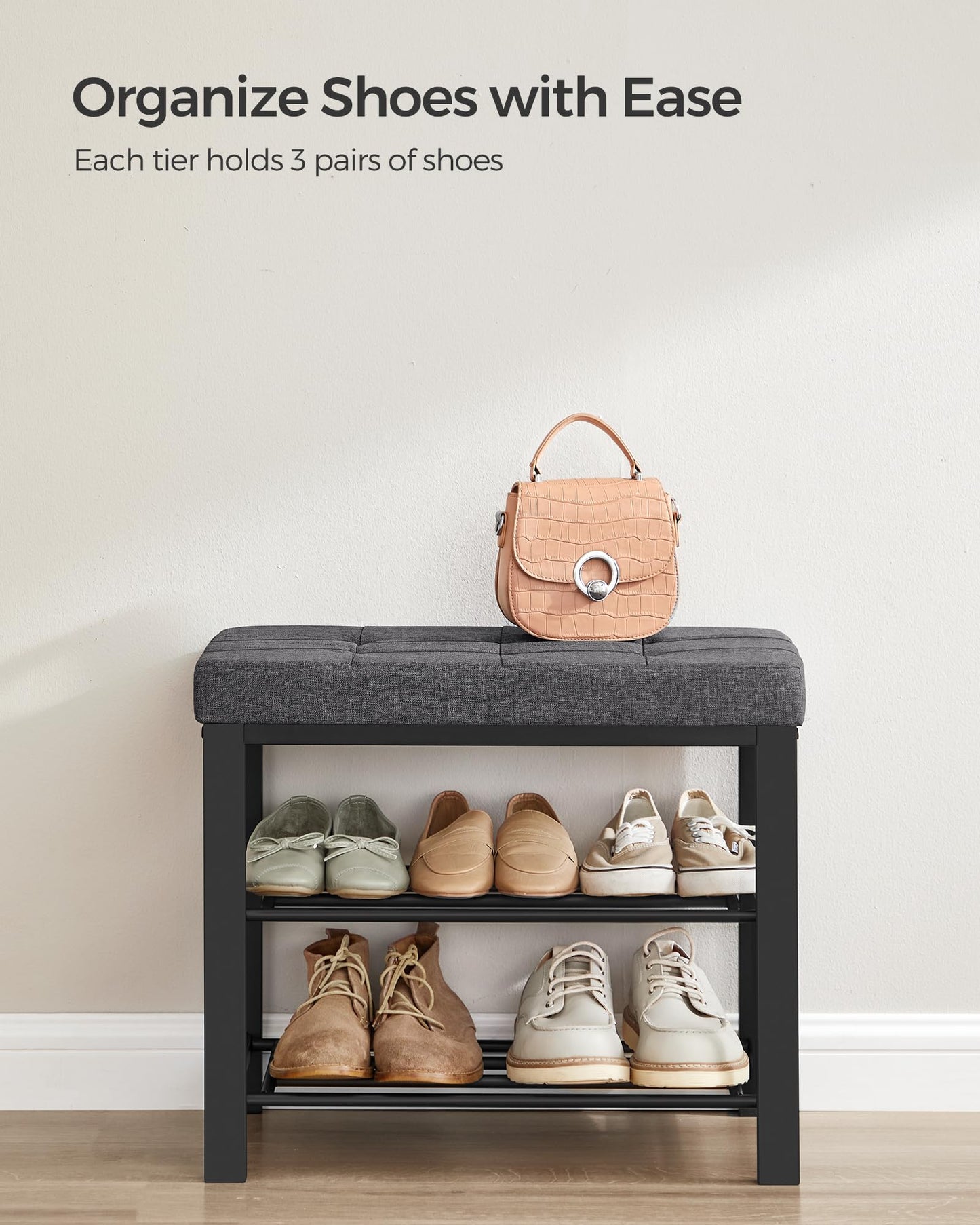 SONGMICS Shoe Storage Bench, Entryway Bench with Cushion SONGMICS