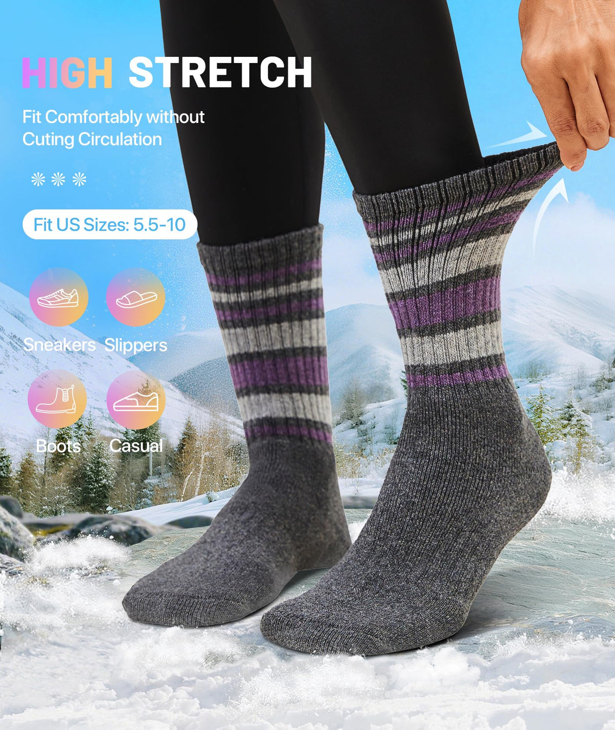 SIMIYA Merino Wool Socks for Women 5 Pairs Extra Thick Winter Thermal Warm 🍁 All In One Marketplace Canada