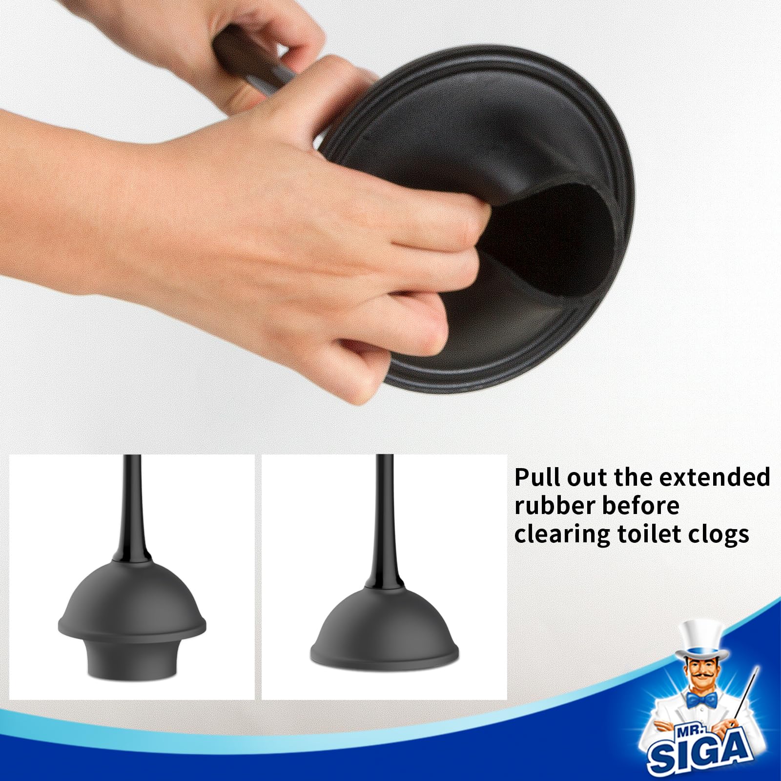 MR.SIGA Toilet Plunger and Bowl Brush Combo for Bathroom Cleaning, Black, 1 Set - Available at All In One Marketplace Canada