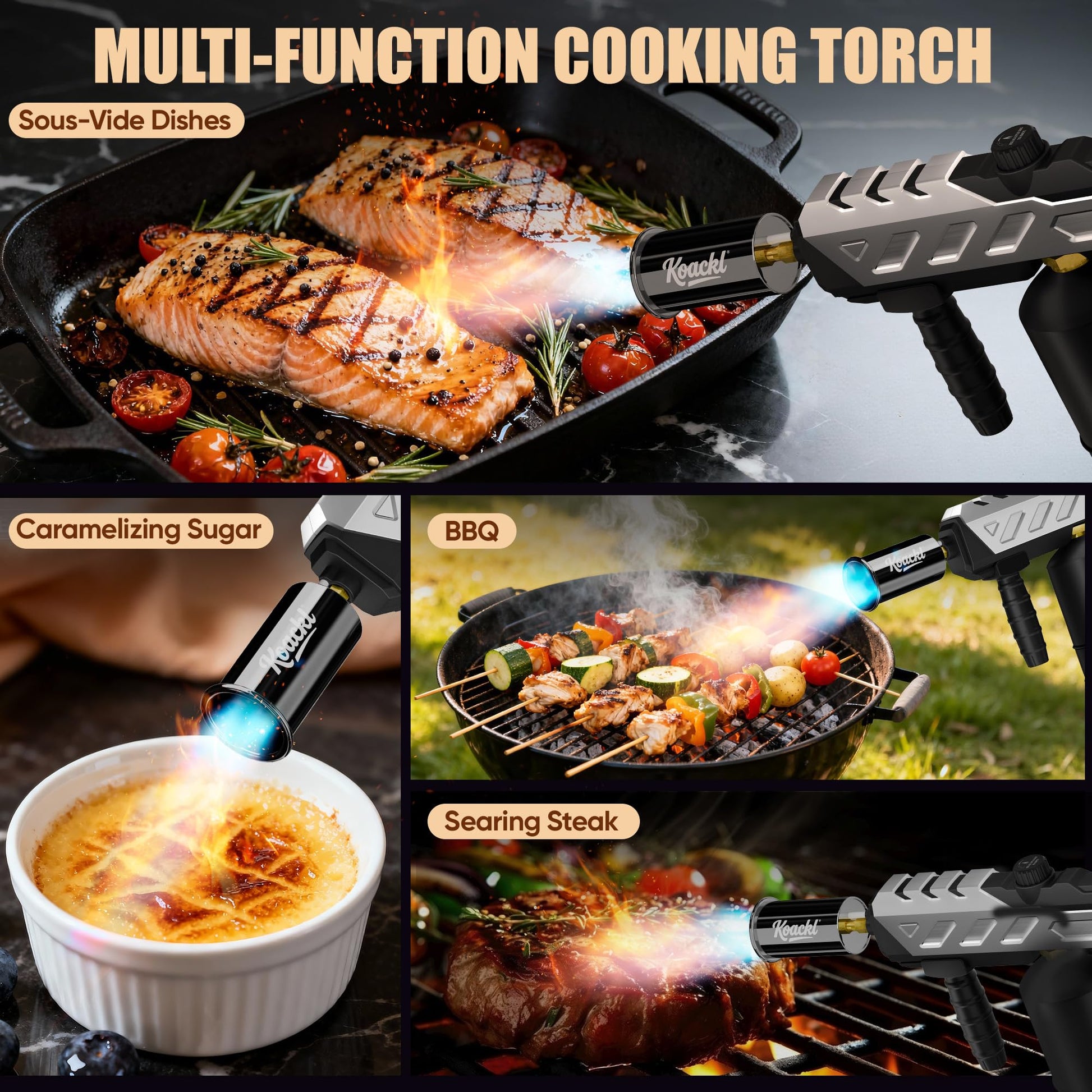 Powerful Propane Torch Gun, Blow Torch with Adjustable Flame, Flamethrower Kitchen Torch Gun Gas Welding Kits for Outdoor BBQ, Searing Steak, Camping & Charcoal Torch Lighter(Tank Not Included) - Available at All In One Marketplace Canada