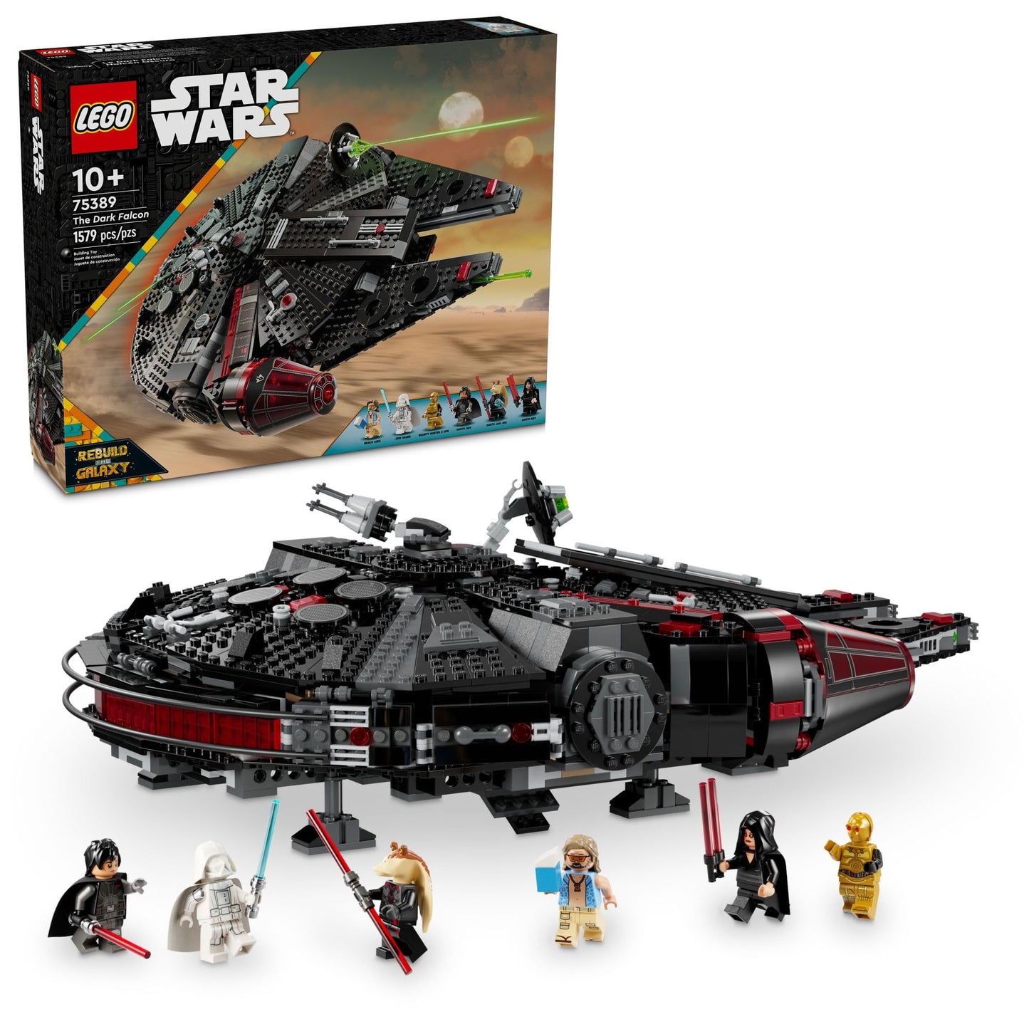LEGO Star Wars The Dark Falcon Buildable Starship, Star Wars Toy Vehicle Set for Boys and Girls, Collectible Millenium Falcon Toy with 6 Star Wars Minifigures, Birthday Gift for Kids or Any Fan, 75389 LEGO