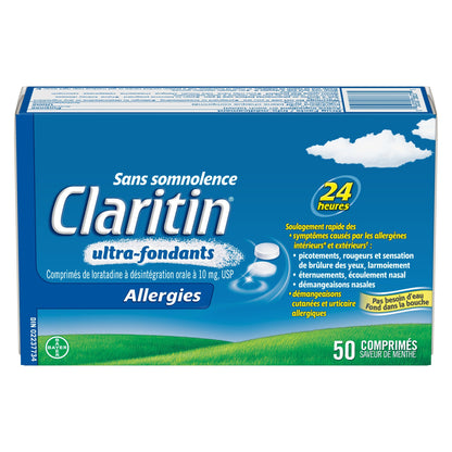 Claritin Rapid Dissolve Allergy Medicine, 24-Hour Non-Drowsy Relief 10 mg, 50 Tablets - Available at All In One Marketplace Canada