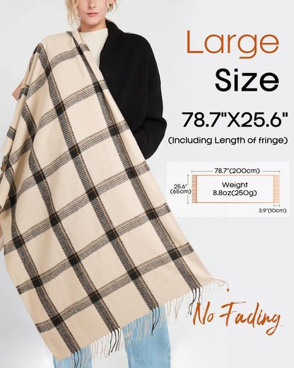 FURTALK Winter Scarf for Women Oversized Plaid Tassel Shawl Wrap 🍁 All In One Marketplace Canada