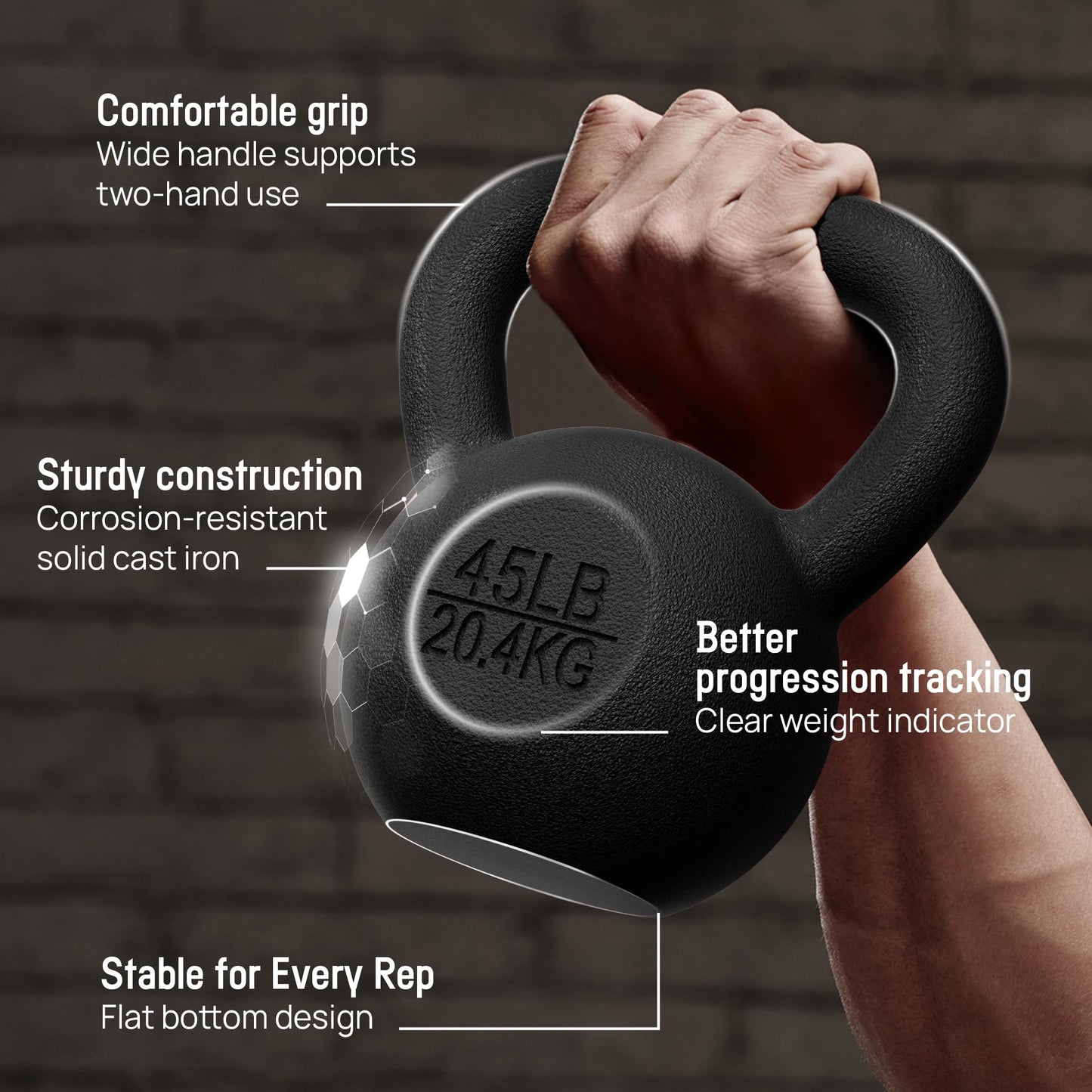 Yes4All Solid Cast Iron Kettlebell Weights Set – Great for Full Body Workout and Strength Training – Kettlebell 25 lbs (Black)
