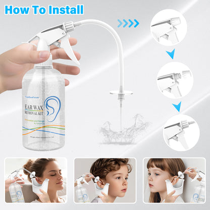 TopQuaFocus 500ml Earwax Remover Ear Cleaner Irrigation Tool Ear wax Removal Flushing System Earwax Cleaning Spray Bottles Ear Flush System for Adults & Kids (16.9oz) - Available at All In One Marketplace Canada