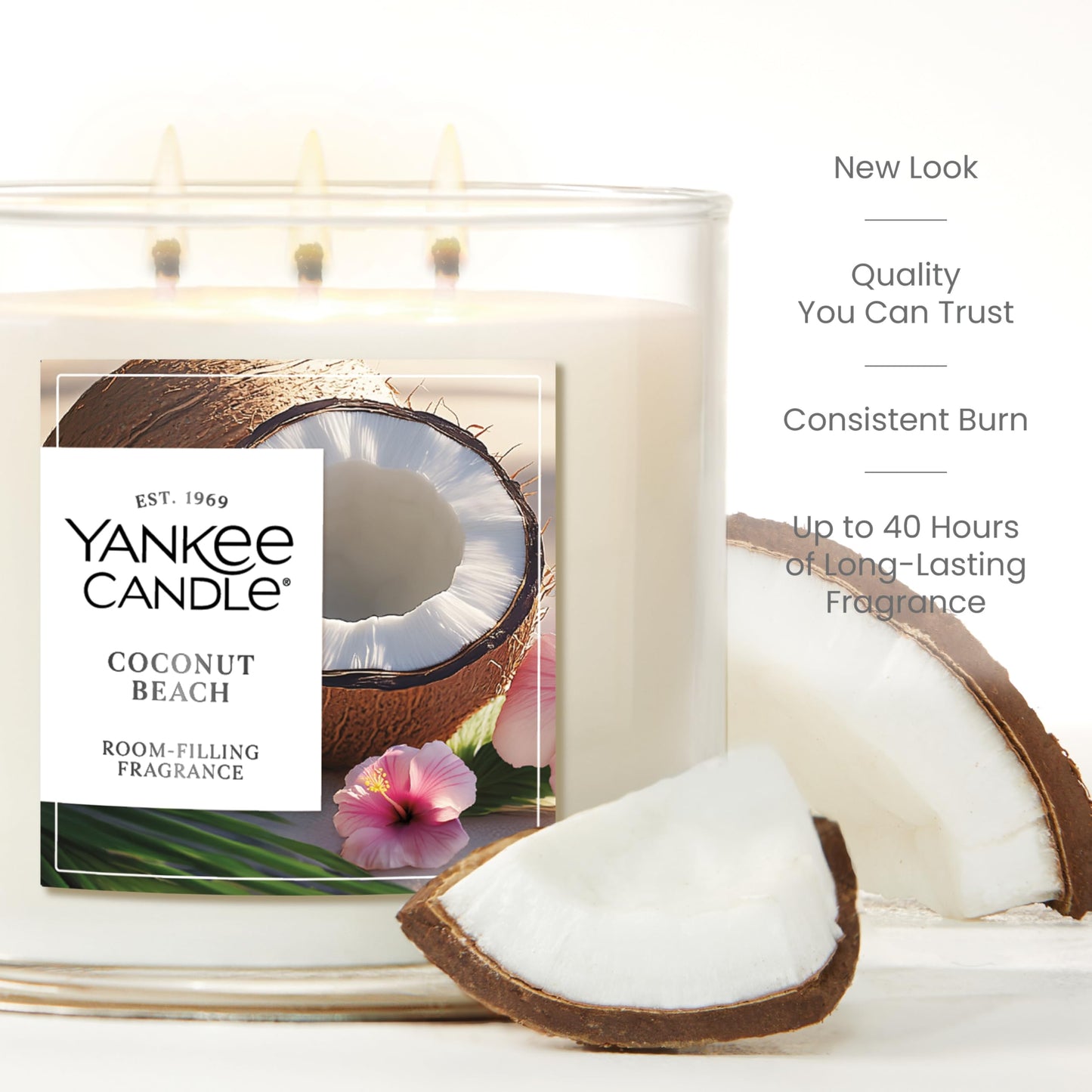 Yankee Candle 3 Wick Candle Jar, Scented Candle with up to 40 Hours of Burn Time, Premium Plant Wax Blend for Consistent Long Lasting Scent from First to Last Burn, Coconut Beach 🍁 All In One Marketplace Canada