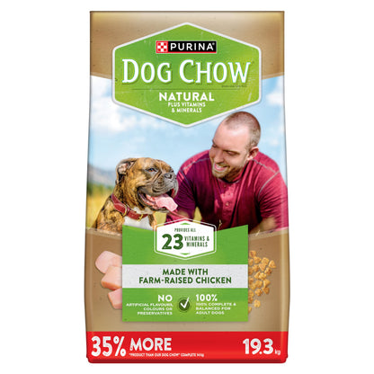 Dog Chow Dry Dog Food, Natural Farm-Raised Chicken - 19.3 kg Bag - Available at All In One Marketplace Canada