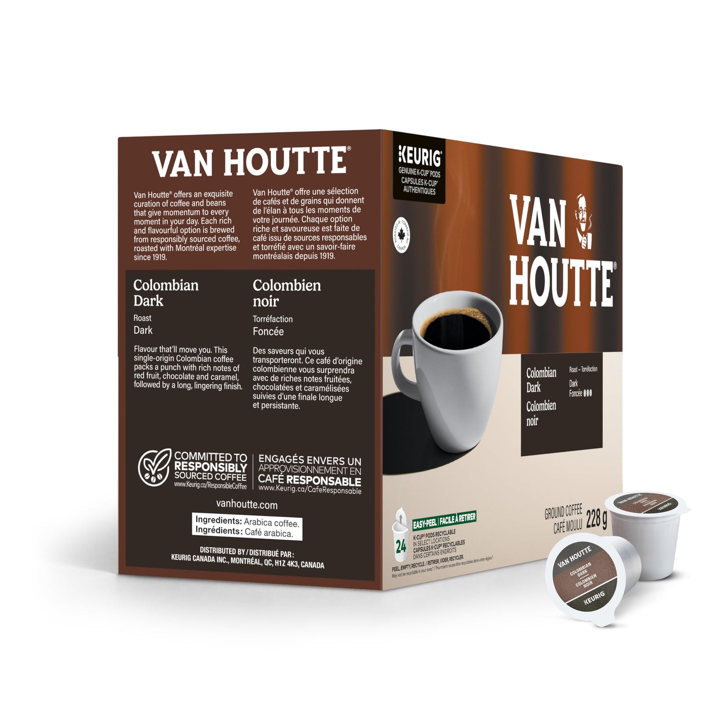 Van Houtte Colombian Dark K-Cup Coffee Pods, 24 Count For Keurig Coffee Makers
