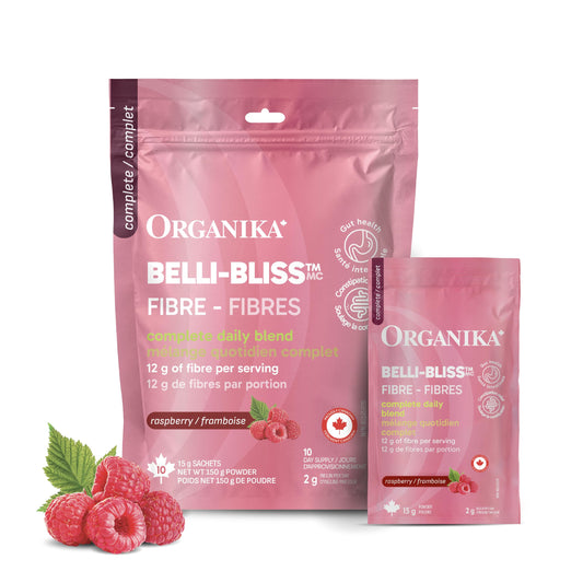 Organika Canadian-Made Belli Bliss Fibre | High Fibre Blend, 4 Diverse Sources of Fibre | Supports Digestive Health, Constipation Relief, Weight Control - Raspberry, 10 x 15g sachets 🍁 All In One Marketplace Canada Organika