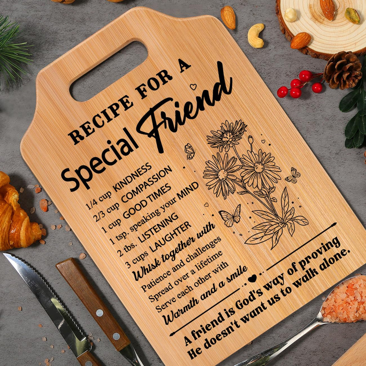 Milcier Friend Gifts for Women, Best Friend Birthday Gifts for Women, Recipe Cutting Board for Bestie, BFF, Friendship Christmas Birthday Present for Woman 🍁 All In One Marketplace Canada