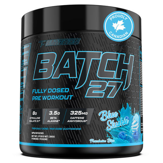 Batch 27 Pre Workout Powder - Nitric Oxide Booster & Preworkout for Men and Women w/Citrulline, Beta Alanine, Caffeine for Enhanced Energy, Endurance, & Reduced Fatigue - 40 Servings, Blue Slushie