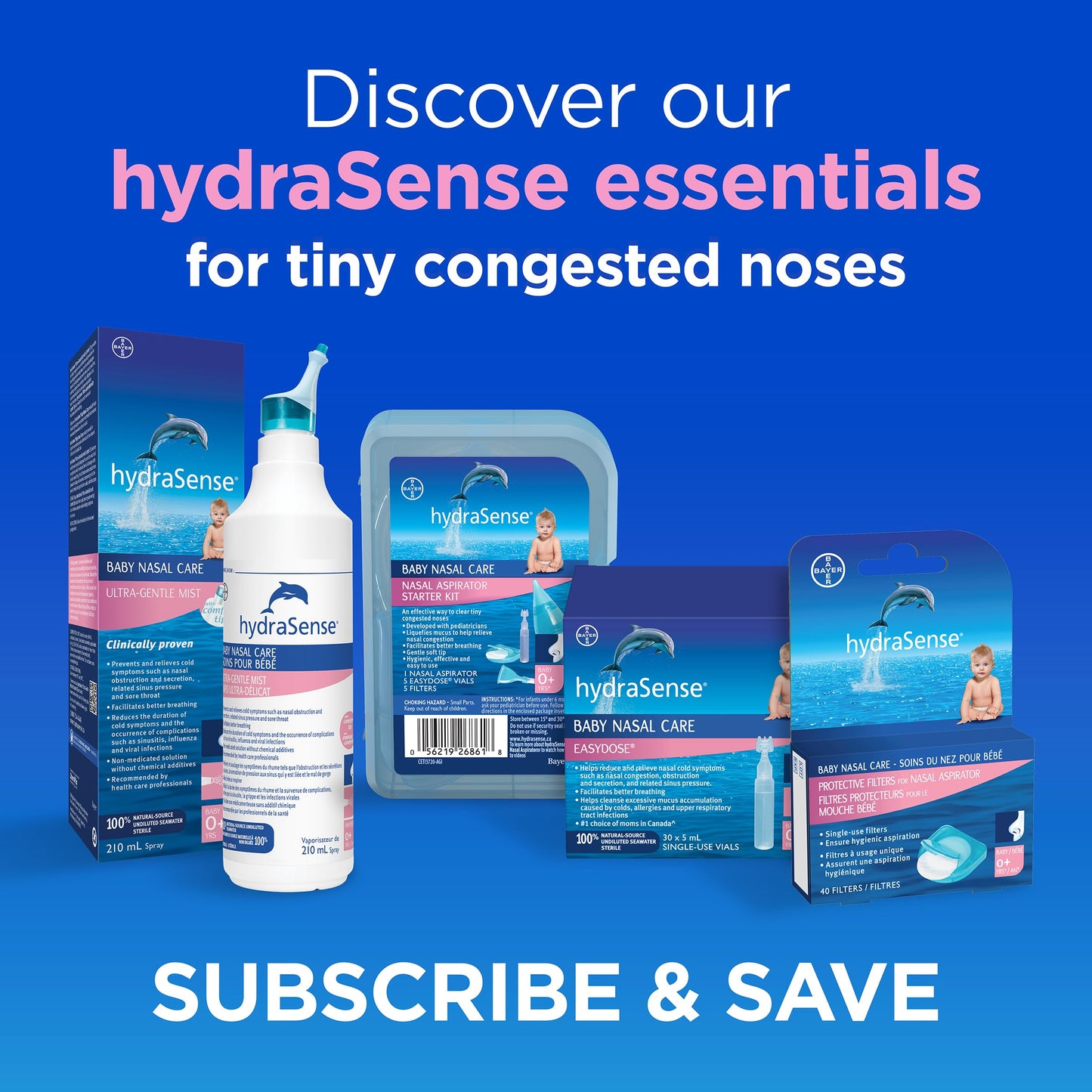 hydraSense Ultra-Gentle Mist Nasal Spray, Baby Nasal Care, 100% Natural Sourced Seawater, Preservative-Free, 210 mL 🍁 All In One Marketplace Canada