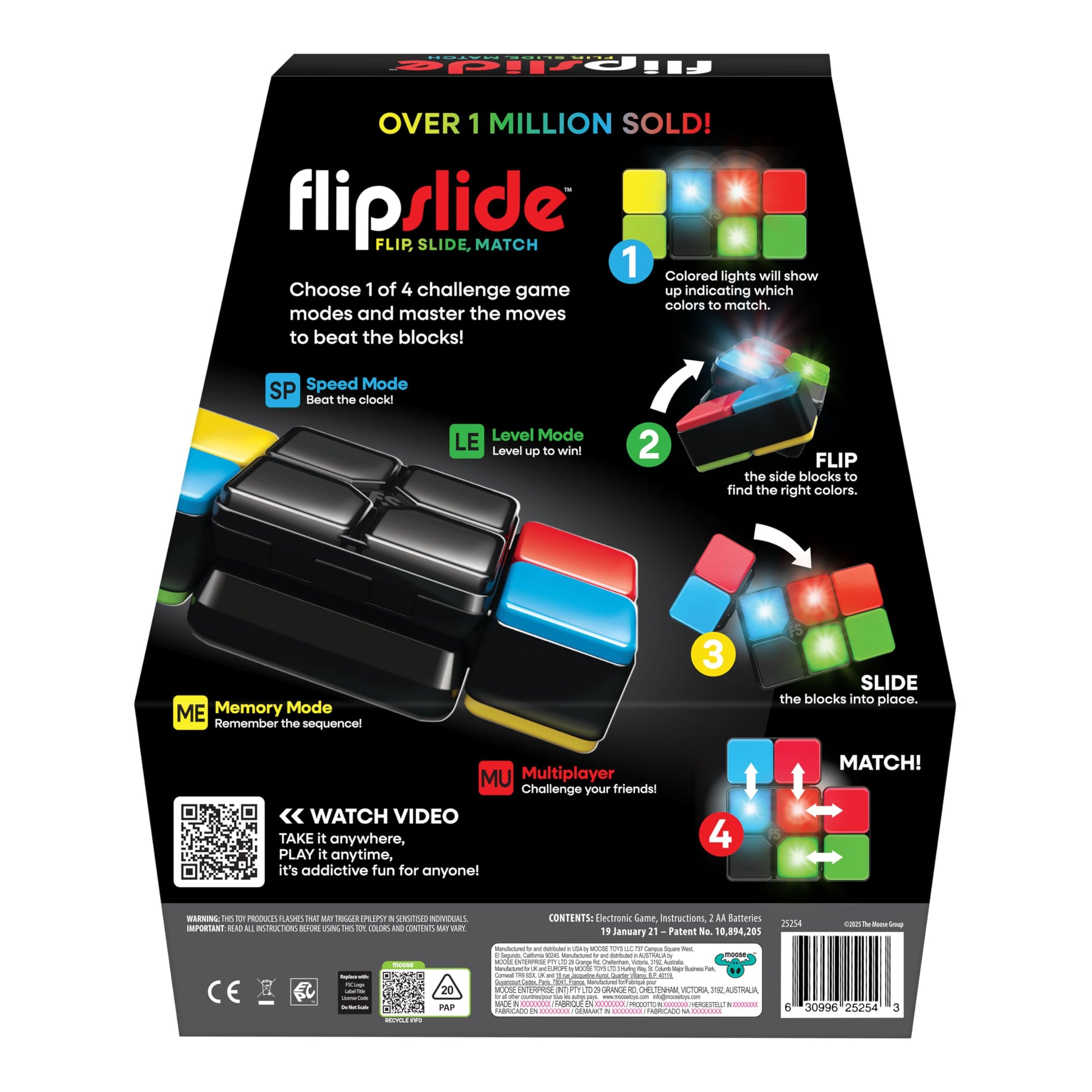 Moose Games Flipslide, Fast-Paced Handheld Puzzle Toy, Gifts for Boys and Girls Ages 8-13, Travel Games, Toys for Teens Moose