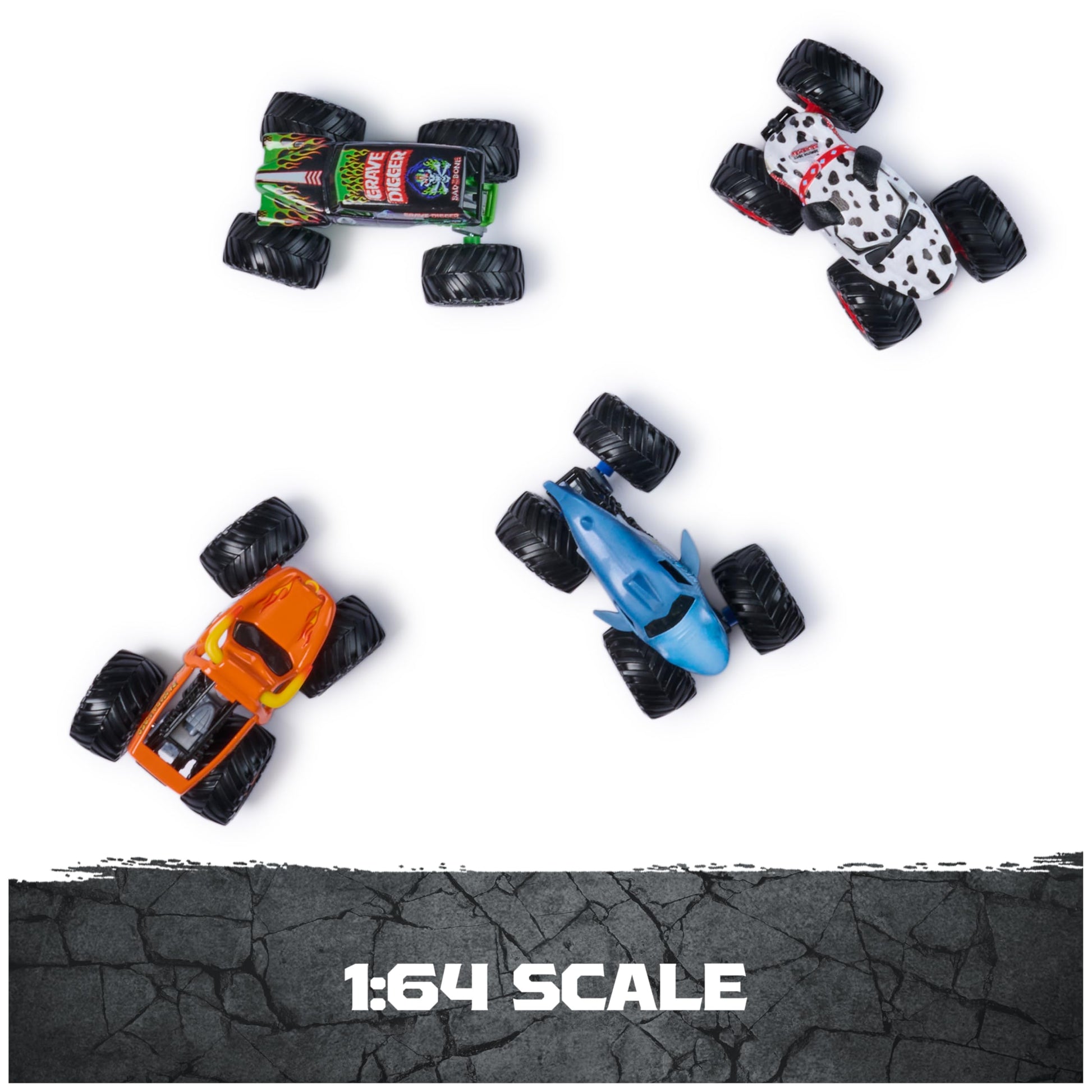 Monster Jam All Stars Monster Trucks, 1:64 Scale Die-Cast Vehicles 4-Pack Monster Jam