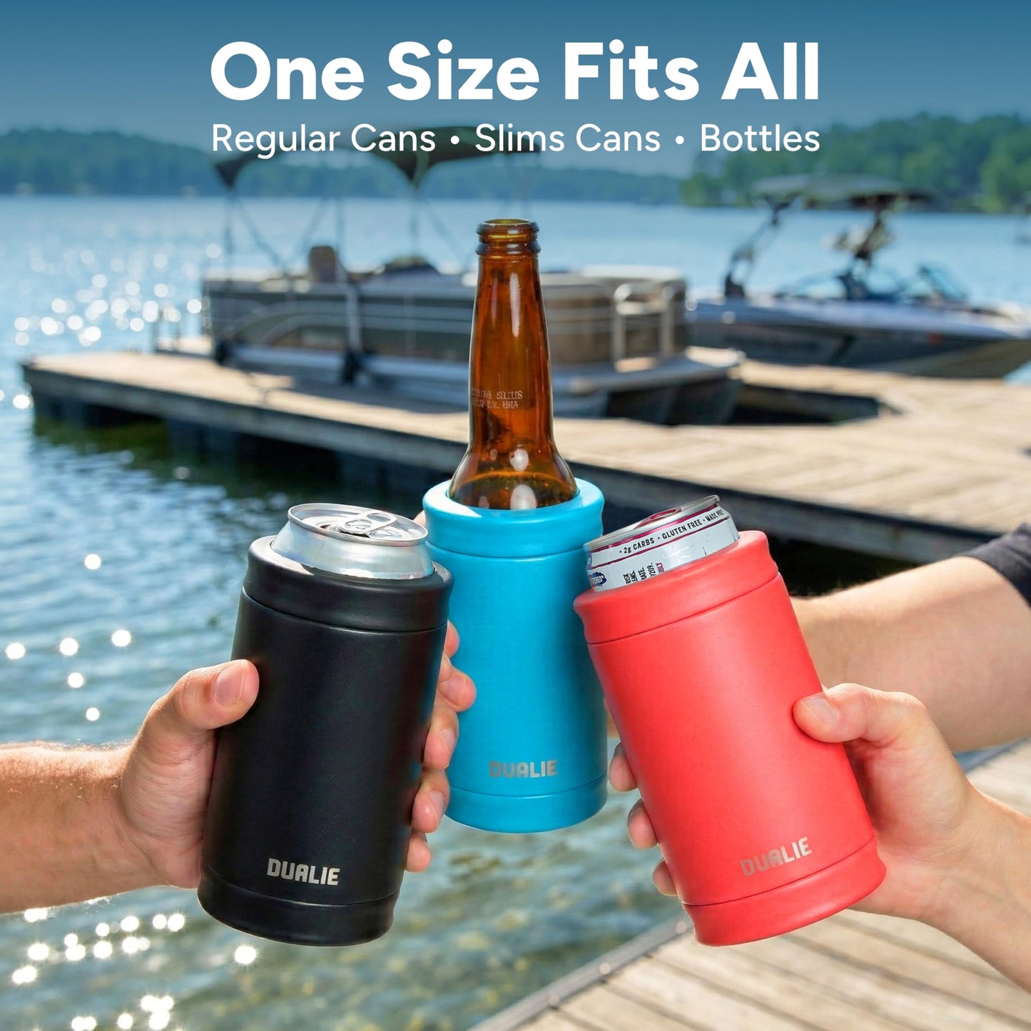 DUALIE 3 in 1 Insulated Can Cooler - Universal Size for 12 oz Cans, Slim Cans, and Bottles - 10+ Colors Available 🍁 All In One Marketplace Canada