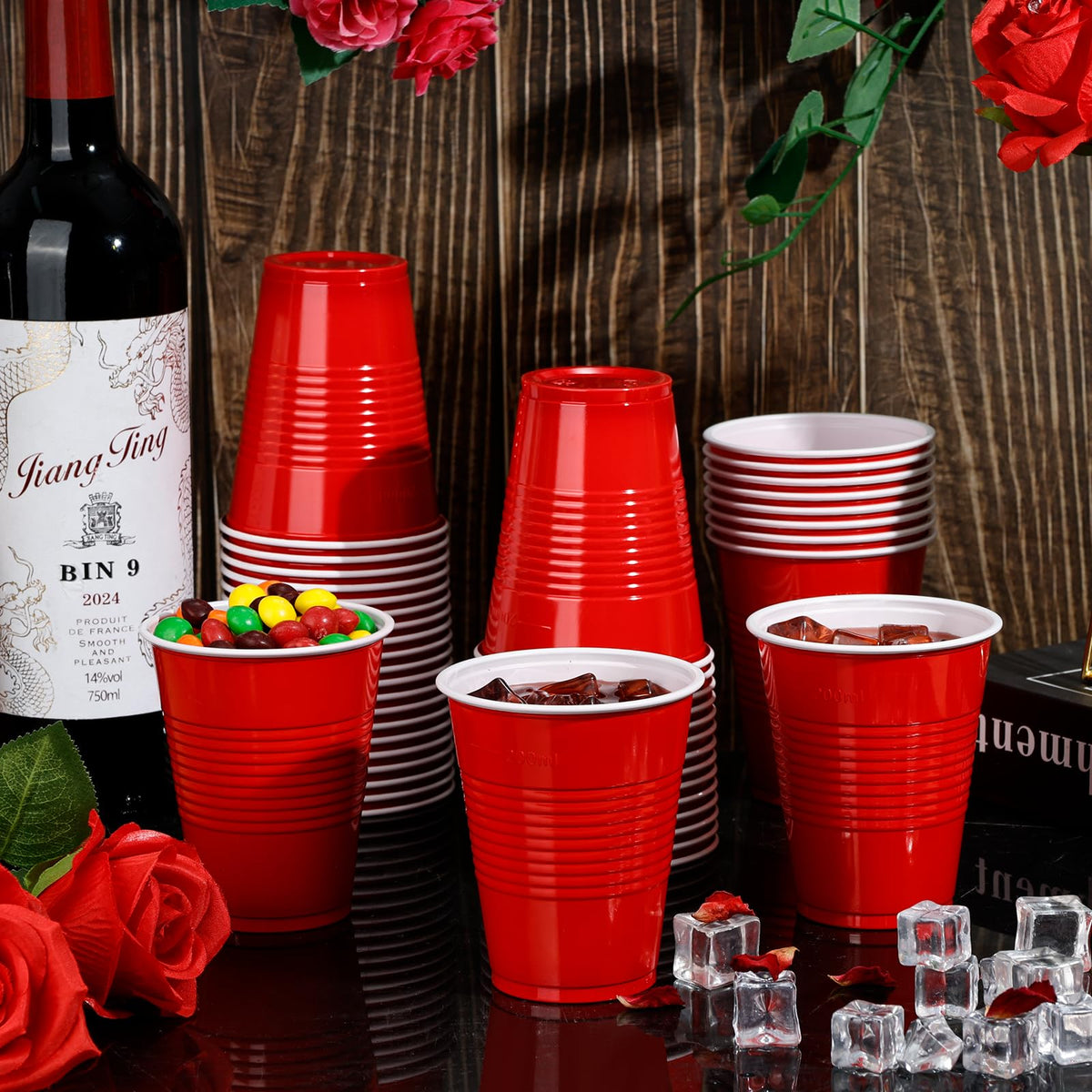 100 Pcs 9 Oz Red Plastic Cups, Disposable Party Cold Hot Drinking Bulk Cups 🍁 All In One Marketplace Canada