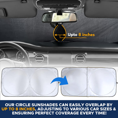 EcoNour Car Windshield Sun Shade with Storage Pouch | Durable 240T Material Car Sun Visor for UV Rays, Sun Heat Protection | Car Interior Accessories for Sun Heat | Medium Plus (64 inches x 34 inches)