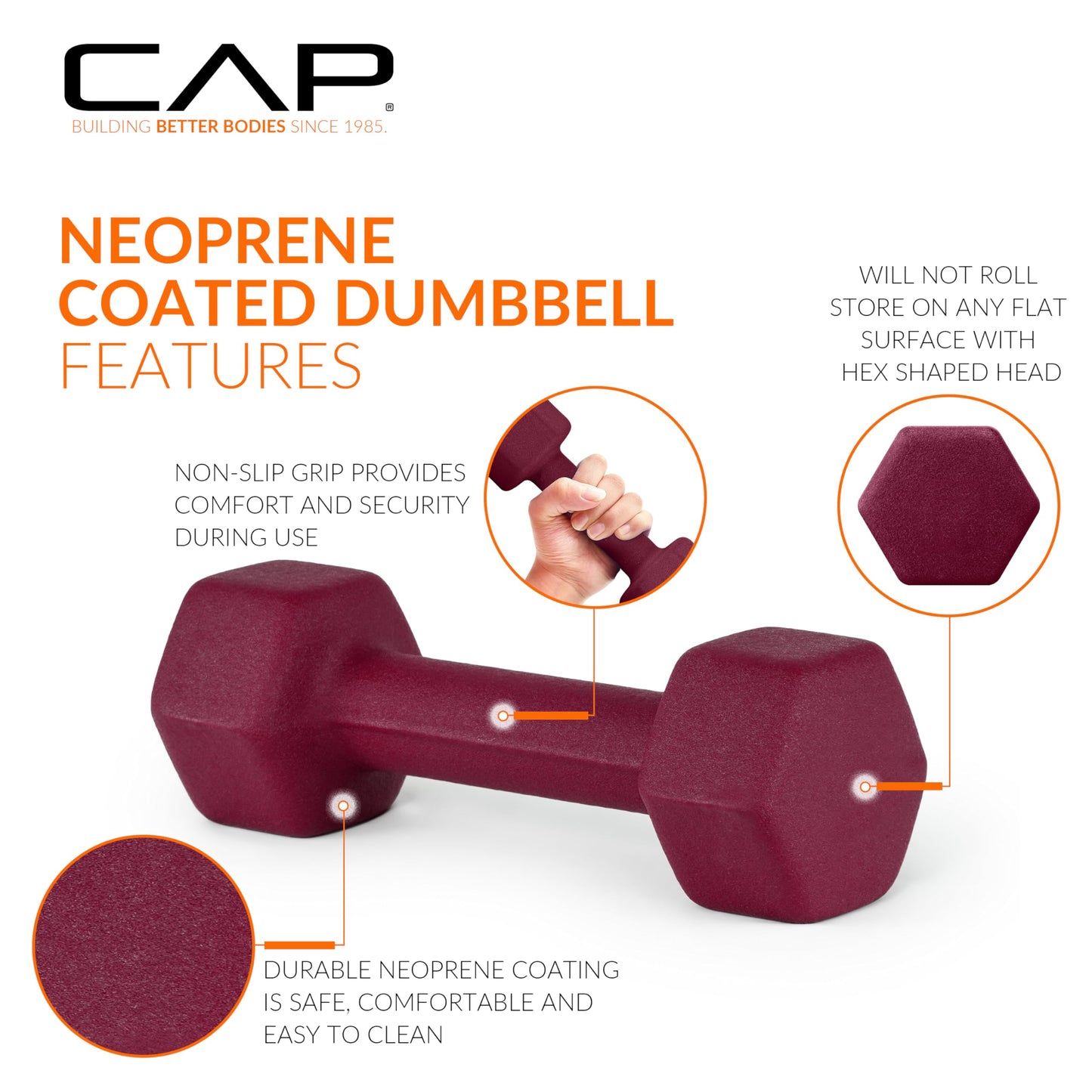 CAP Barbell 15 lb Neoprene Dumbbells – Pair | Ash