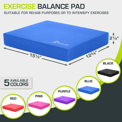 ProsourceFit Exercise Balance Pad – Non-Slip Cushioned Foam Mat & Knee Pad for Fitness and Stability Training, Yoga, Physical Therapy 15.5”x12.75” ProSource