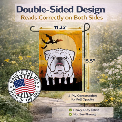 Drapeau de jardin Caroline's Treasures BB1778GF Halloween Bouledogue anglais blanc, petit, multicolore