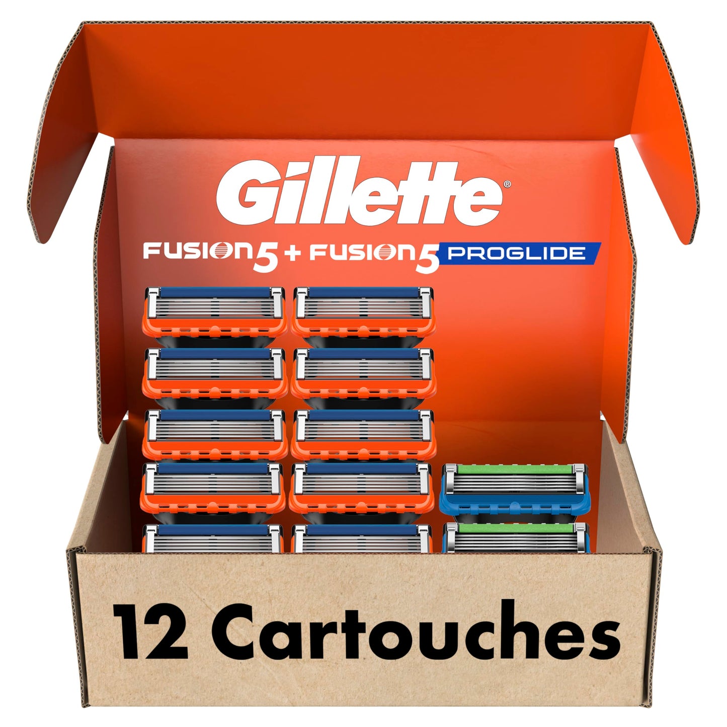 Gillette Fusion 5 Blades Refill, Razor Blades Men, 10 Fusion5 + 2 ProGlide Razors refills, 5-Blade Cartridges, 12 Total Refills - Available at All In One Marketplace Canada