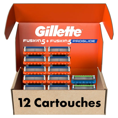 Gillette Fusion 5 Blades Refill, Razor Blades Men, 10 Fusion5 + 2 ProGlide Razors refills, 5-Blade Cartridges, 12 Total Refills - Available at All In One Marketplace Canada