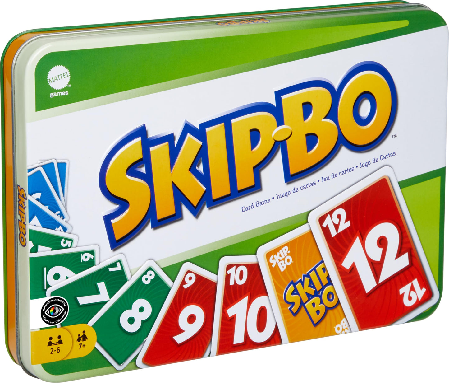 Mattel Games Skip Bo Card Game in Decorative Tin with 162 Cards, Sequencing Family Game for 2 to 6 Players, Kids Ages 7 Years & Older