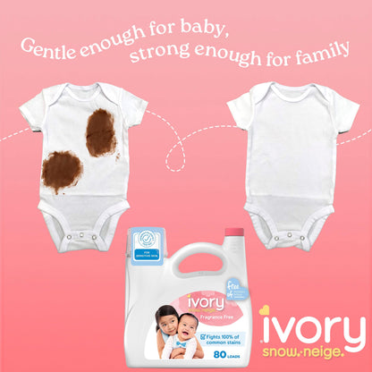 Ivory Snow Free Liquid Laundry Detergent, Laundry Detergent for Sensitive Skin, Hypoallergenic formula, Dermatologist tested, 80 Loads, 3.1 L - Available at All In One Marketplace Canada