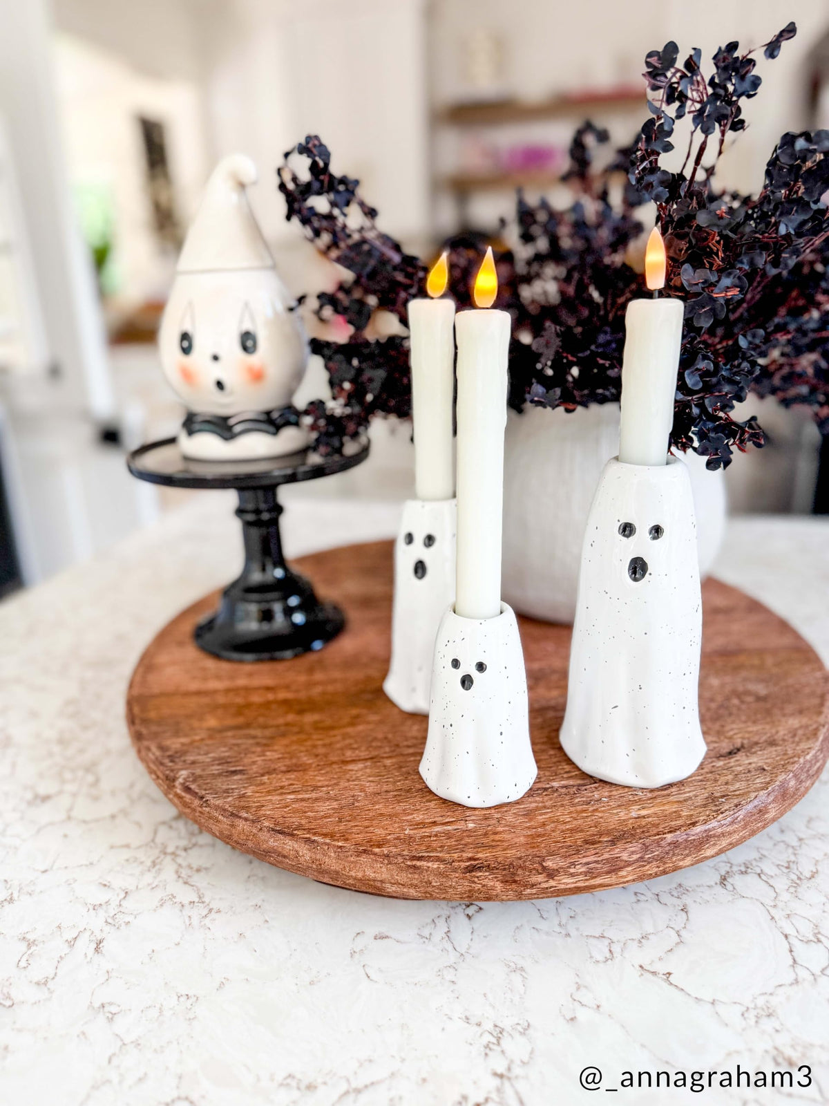Vase fantôme Mud Pie, vase à fleurs d'Halloween moyen pour décoration d'automne