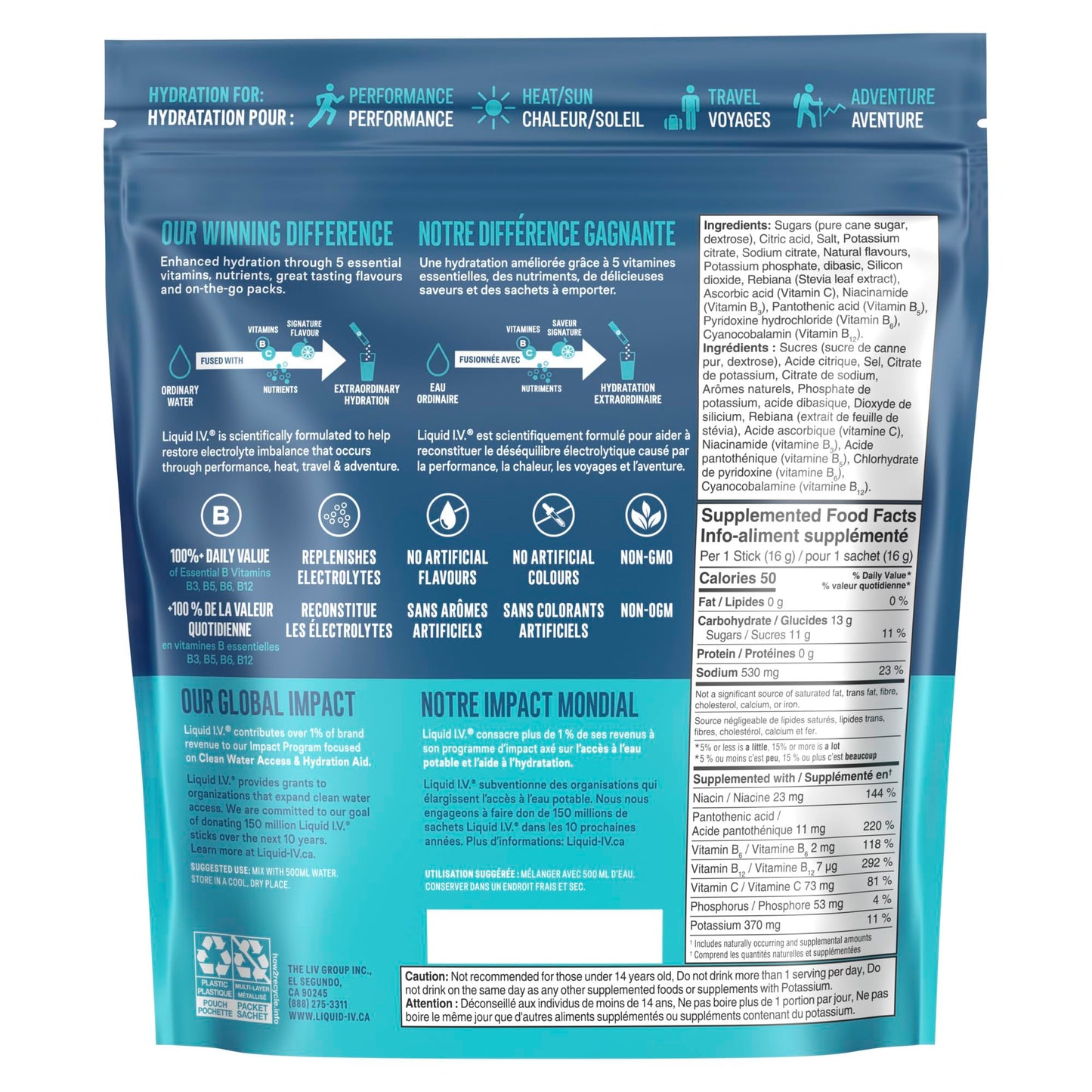 Liquid I.V. Hydration Multiplier Electrolyte Drink Mix - Enhanced Hydration Electrolyte Powder with Vitamins B3, B5, B6, B12 and C -18x On-the-go Sticks for Workout and Travel - Strawberry