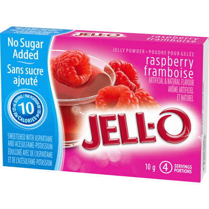 Jell-O Zero Sugar Raspberry Jelly Powder Mix, 10 g Box (Pack of 18)