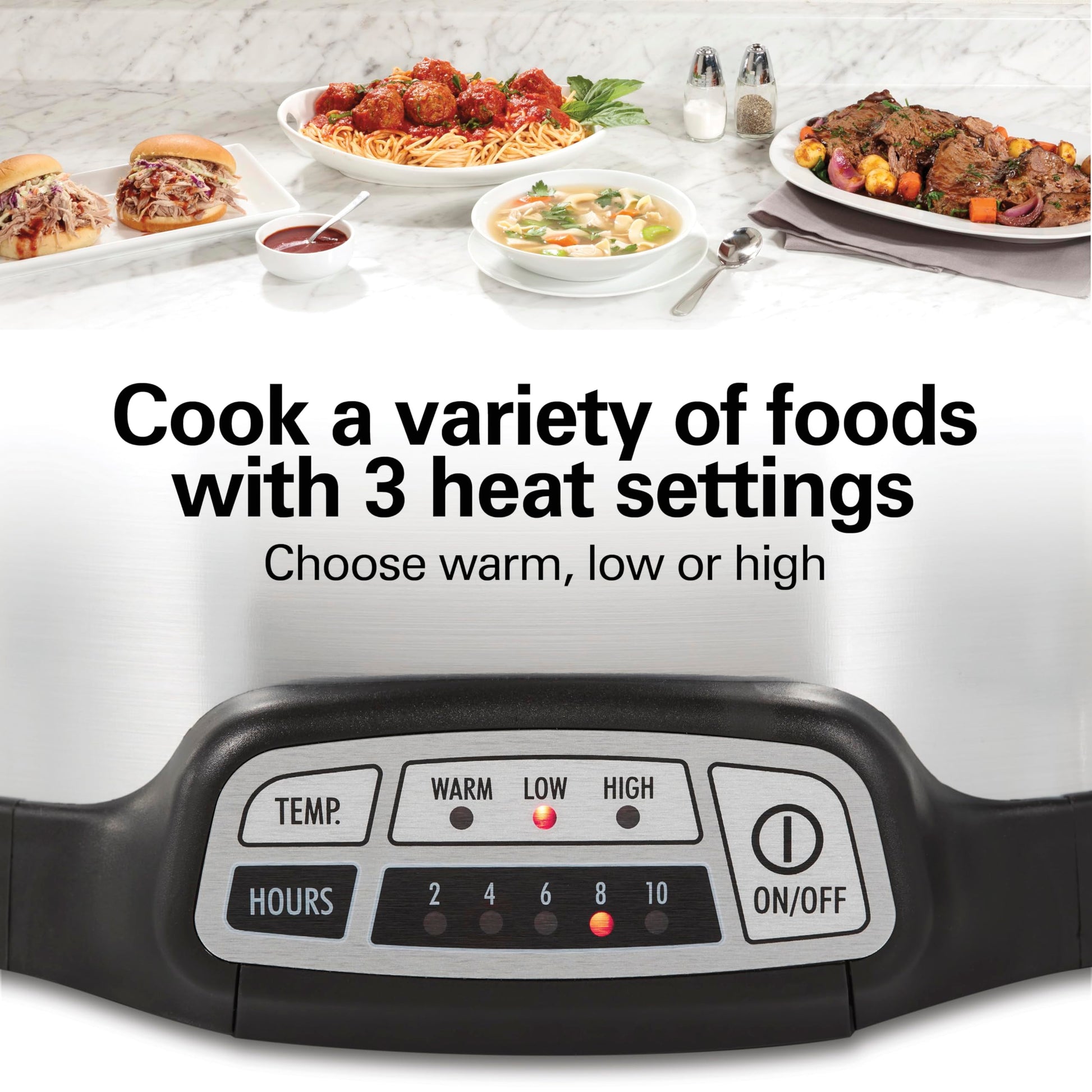 Hamilton Beach Programmable Slow Cooker, 6 Quart Capacity, Silver, 33463 - Available at All In One Marketplace Canada