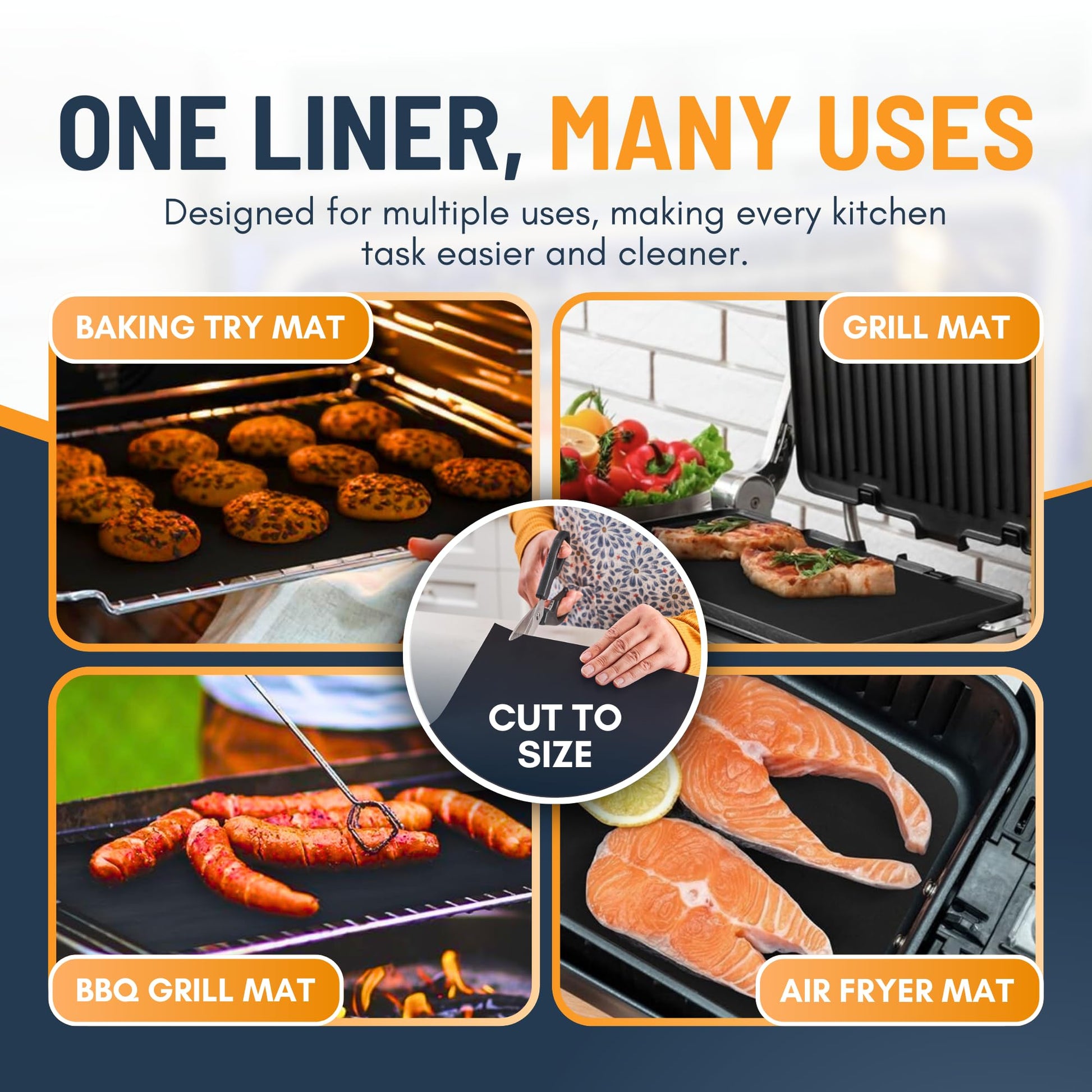 Oven Liners for Bottom of Oven - 3 Pack Large Heavy Duty Mats, 16.25”x23” Non-Stick Reusable Liner for Electric, Gas, Toasters, Grills - BPA & PFOA Free Kitchen Accessory to Keep It Clean (Black) - Available at All In One Marketplace Canada