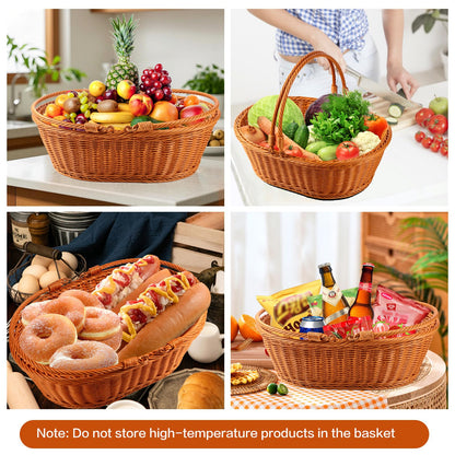 Boensi Wicker Basket with handle, 38x28x12cm Gift basket empty/Fruit Basket – Perfect for Kitchen Storage,Christmas Gift,Table Centerpieces, Serving Bread, Fruit & Vegetable 🍁 All In One Marketplace Canada