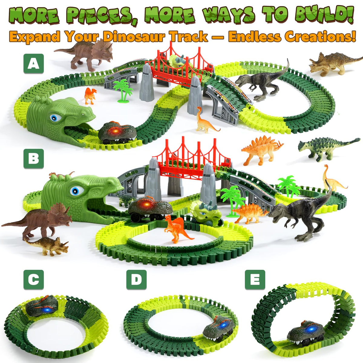 EagleStone Dinosaur Track Set for Kids – 225 PCS Flexible Race Tracks 🍁 All In One Marketplace Canada
