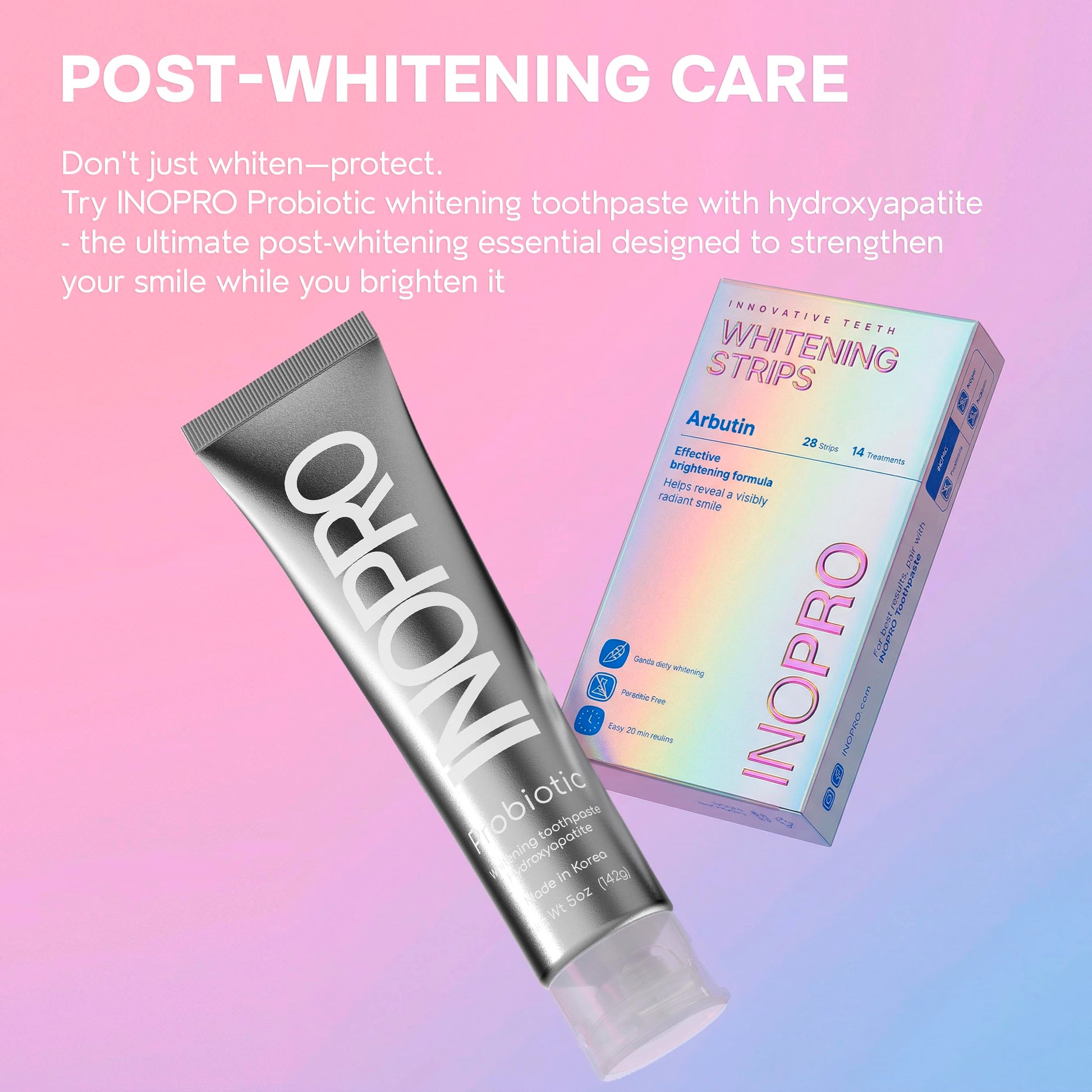 InoPro Teeth Whitening Strips 14 Treatments Kit - Sensitive Teeth Whitener, Peroxide Free, Enamel Safe Green White Strips, Deep Stains Removal - Instant Teeth Whitening Without The Harm (28 Strips) - Available at All In One Marketplace Canada
