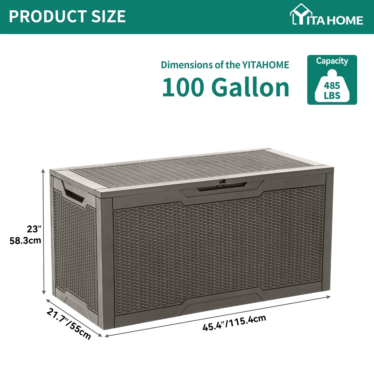 YITAHOME 100 Gallon Large Resin Deck Box Outdoor Storage Boxes for Patio Furniture, Outdoor Cushions, Garden Tools and Pool Supplies-Waterproof,Lockable (Taupe) YITAHOME
