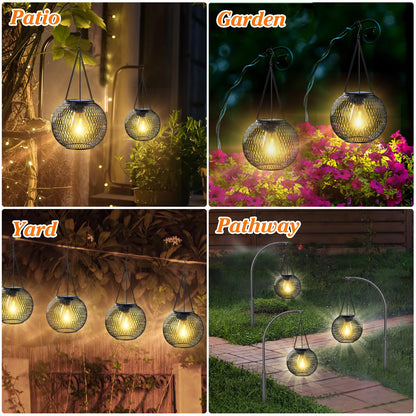 Ortiny Solar Lanterns Outdoor,Hanging Metal Lanterns,2PACK,Black 🍁 All In One Marketplace Canada