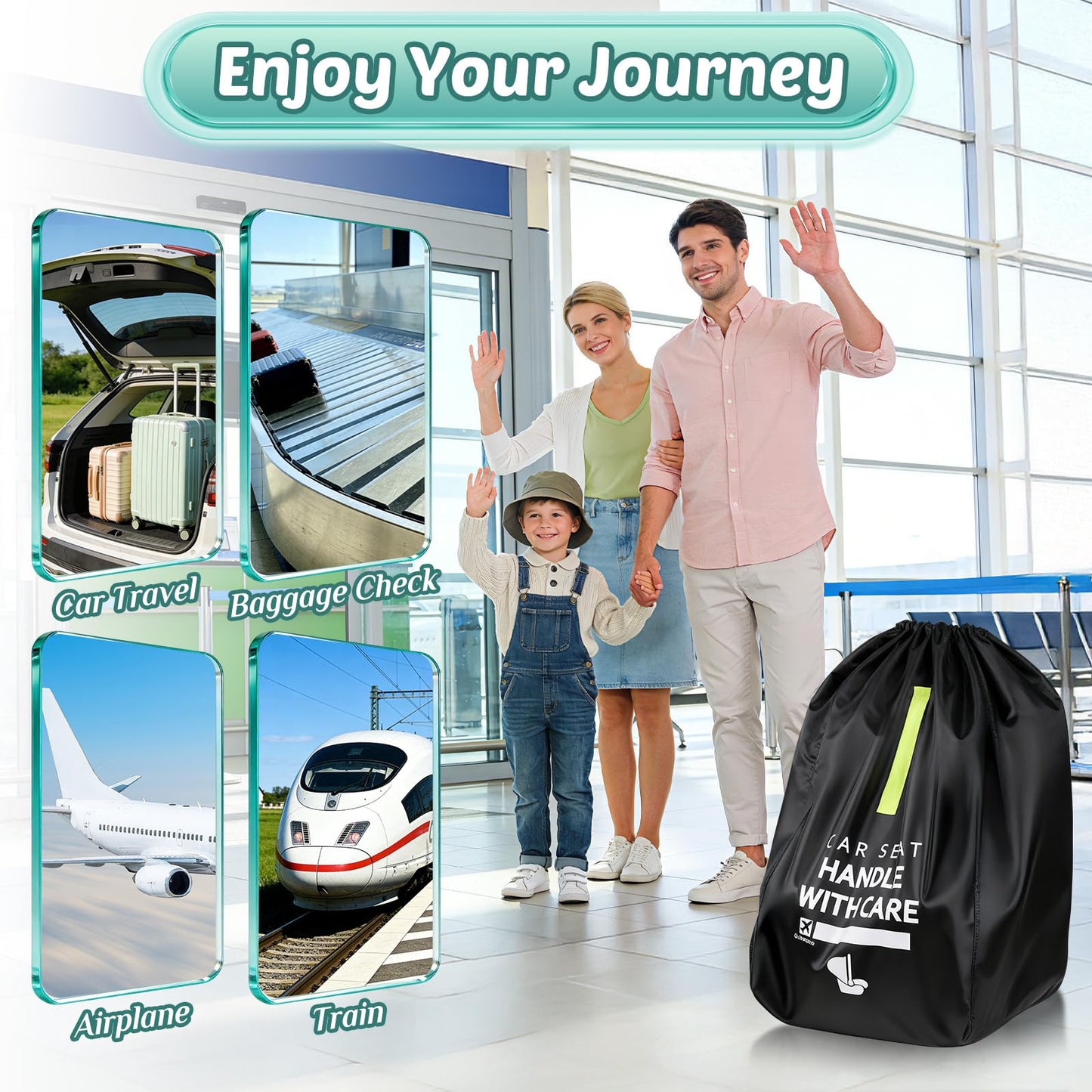 Car Seat Travel Bag: Carseat Travel Bag for Airplane Universal Fit Infant Carriers Booster Convertible Car Seats like Graco, Nuna, Doona, Cosco, Baby Travel Essentials for Flying, Gate & Baggage Check