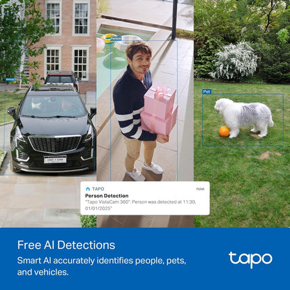 Tapo 4K Solar-Powered Outdoor Camera Wireless, 360° View, No Monthly Fee, Person/Vehicle Detection, 24/7 Time-Lapse Capture, Starlight Color Night Vision, SD/Cloud Storage, Works w/Alexa & Google Home