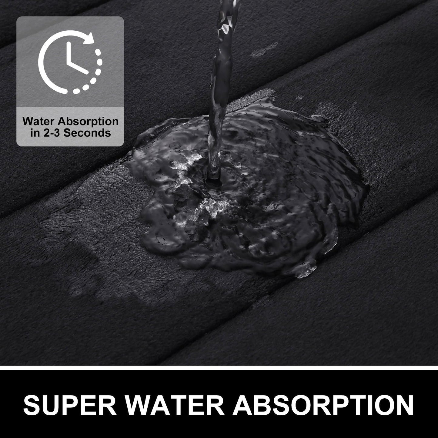 OLANLY Soft Memory Foam Bath Mat, Non-Slip and Super Absorbent Bathroom Mat, Machine Washable Quick Dry Bath Mats for Bathroom, Shower, and Tub, 16" x 24", Black