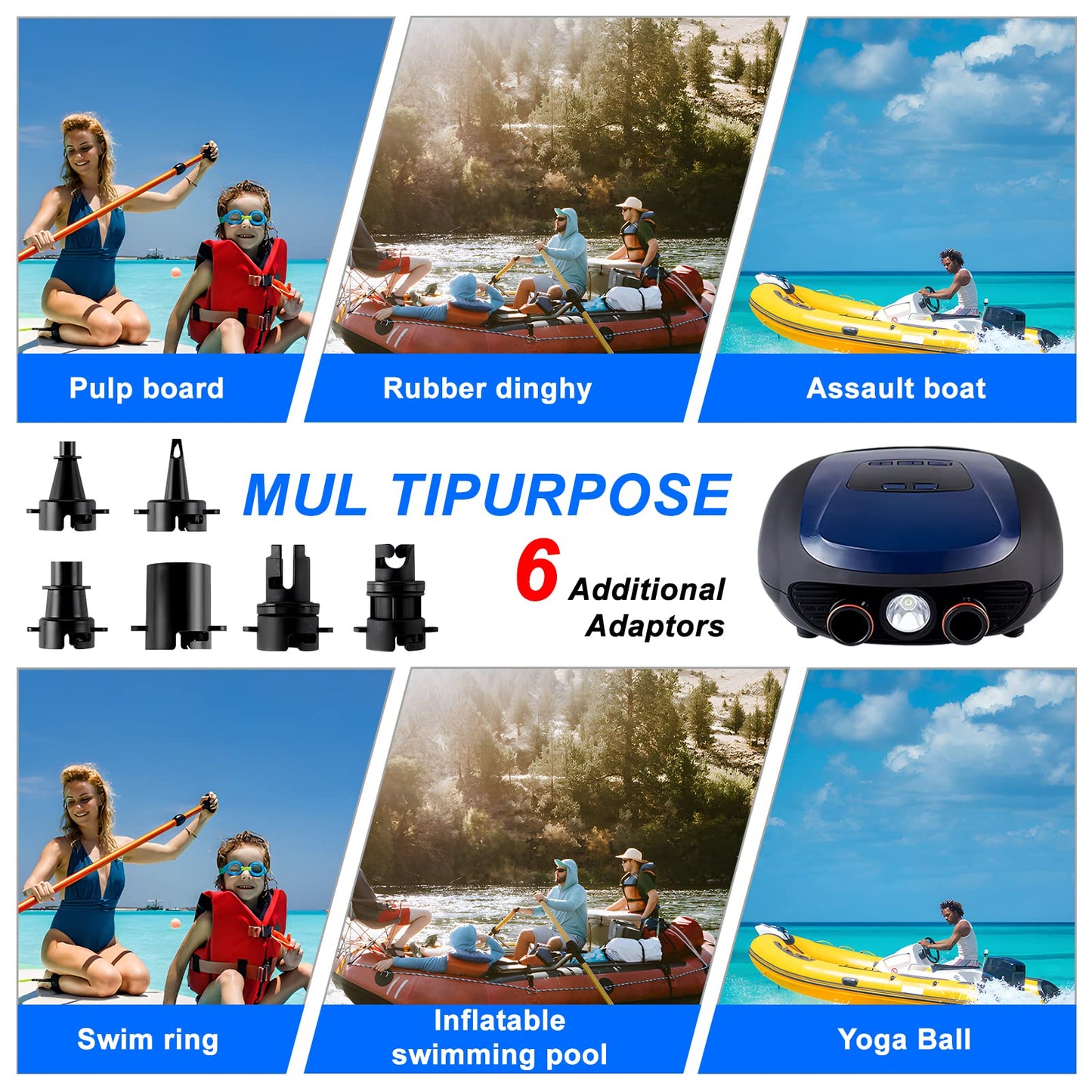 Paddle Board Pump, SUP Electric Air Pump, Portable 20 PSI Air Compressor, Auto-Off Inflation & Deflation Function with 12V DC Car Cigarette Lighter for Paddle Board,Inflatable Sups, Kayaks and Boats