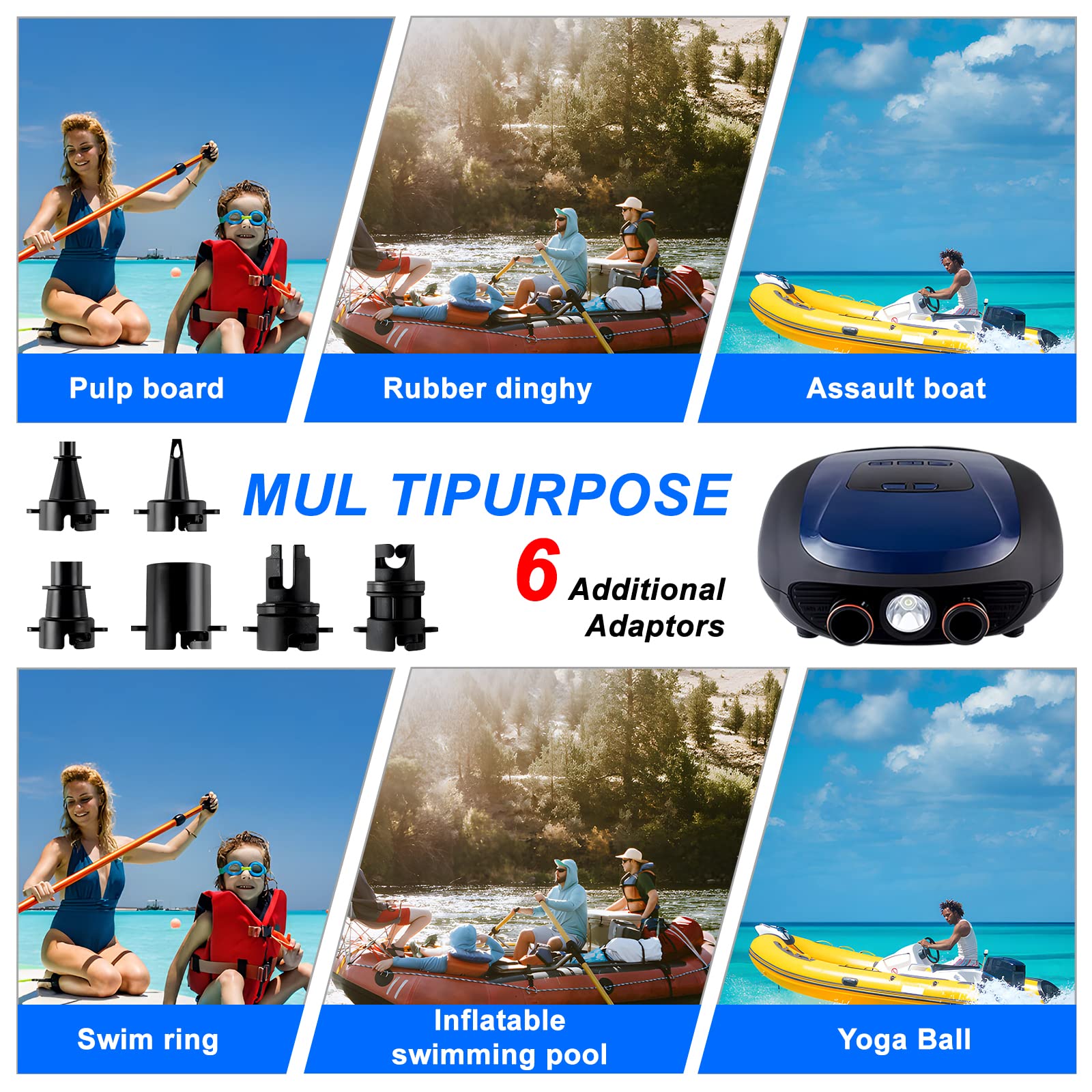 Paddle Board Pump, SUP Electric Air Pump, Portable 20 PSI Air Compressor, Auto-Off Inflation & Deflation Function with 12V DC Car Cigarette Lighter for Paddle Board,Inflatable Sups, Kayaks and Boats
