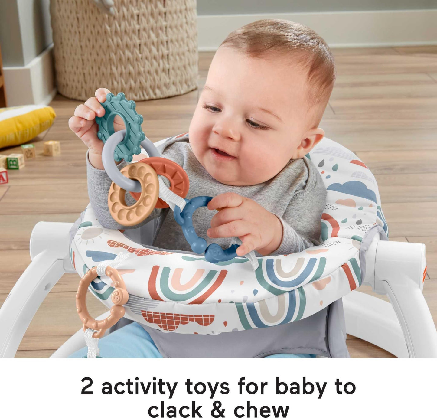 Fisher-Price Portable Baby Chair Sit-Me-Up Floor Seat with Developmental Toys & Machine Washable Seat Pad, Rainbow Showers 🍁 All In One Marketplace Canada