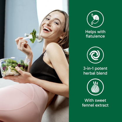 Organika Canadian-Made Bloat Relief- Helps Relieve Bloating and Flatulence- Herbal Blend of Sweet Fennel, Turmeric, and Milk Thistle- Digestive Support- 120vcaps Organika