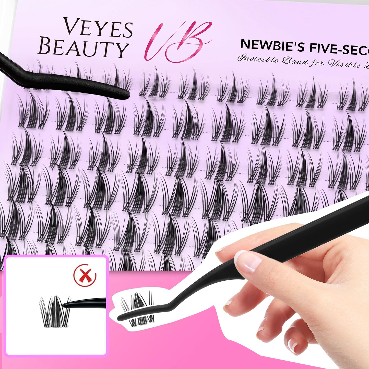 VEYESBEAUTY Lash Clusters Eyelashes Cluster Lashes Extensions Newbie's Five-Second Layered Eyelash Clusters False Eyelashes Wispy Mixed Length Fluffy(Manga, 8-16mm)