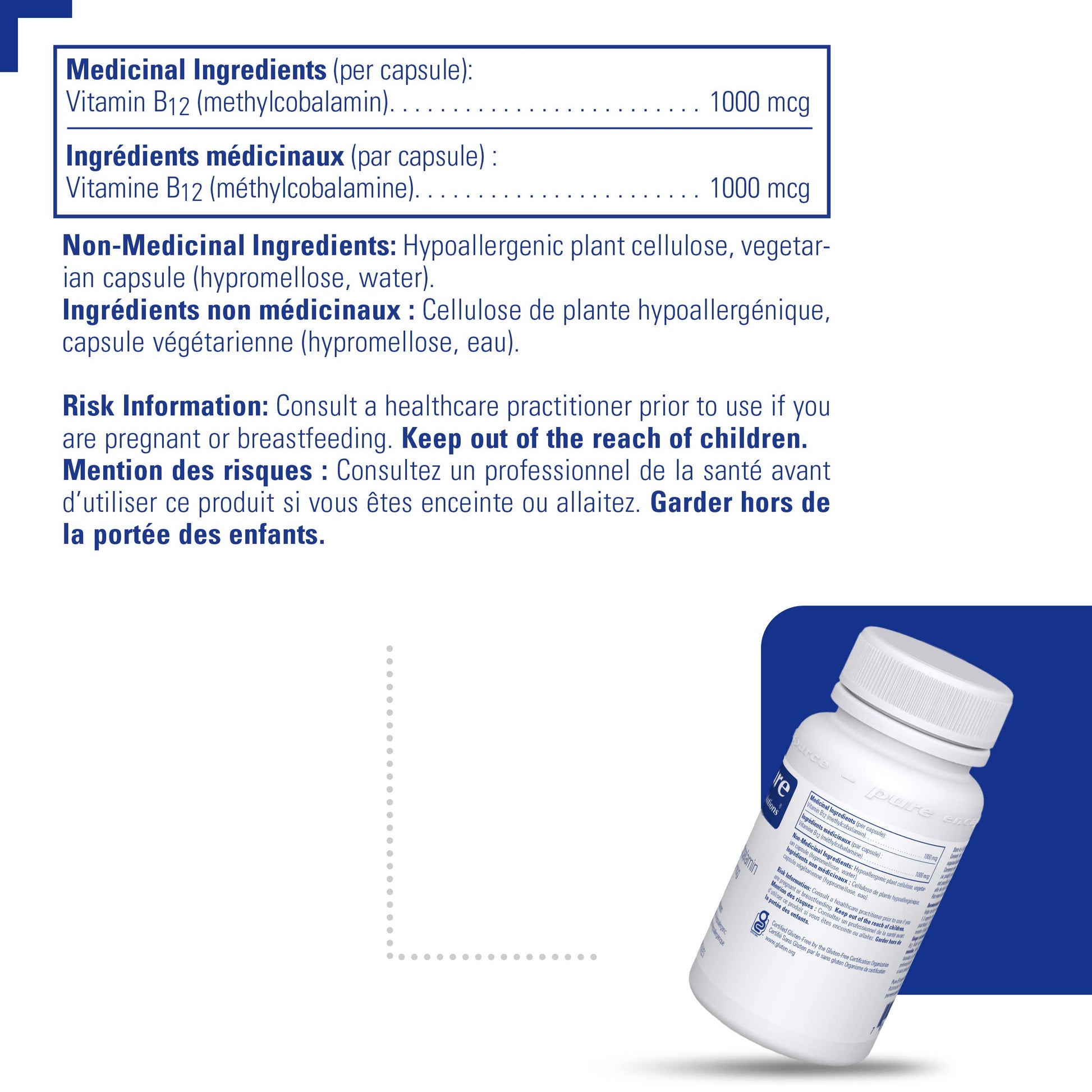 Pure Encapsulations Methylcobalamin 1,000 mcg - Vitamin B12 Supplement - Premium Vitamin B12 Capsules - 60 Capsules - Available at All In One Marketplace Canada