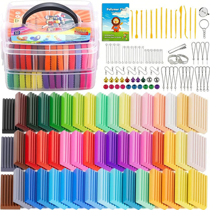 CiaraQ Polymer Clay 50 Colors Starter Kit - Oven Bake Modeling Clay for Kids & Artists, Non-Sticky DIY Clay with Sculpting Tools, Fun Gift for Children Ages 4+, 2.8 lb - Available at All In One Marketplace Canada