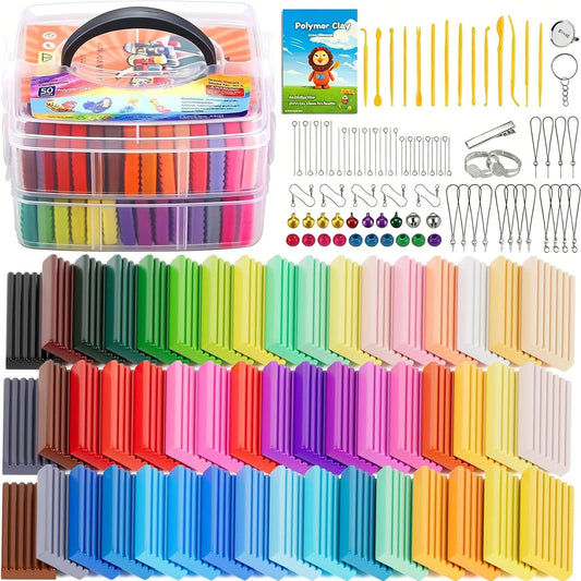 CiaraQ Polymer Clay 50 Colors Starter Kit - Oven Bake Modeling Clay for Kids & Artists, Non-Sticky DIY Clay with Sculpting Tools, Fun Gift for Children Ages 4+, 2.8 lb - Available at All In One Marketplace Canada